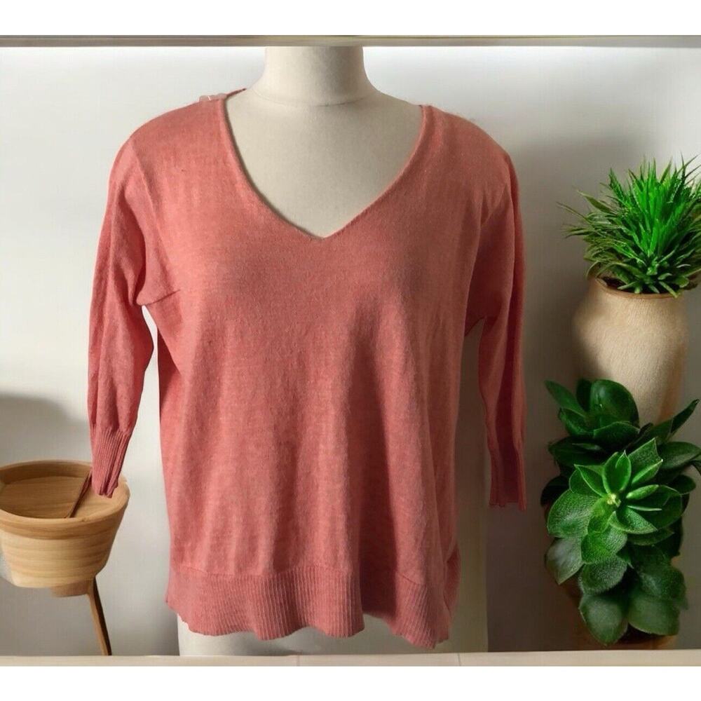 Cotton Emporium coral V back Lightweight sweater Women’s Size S‎